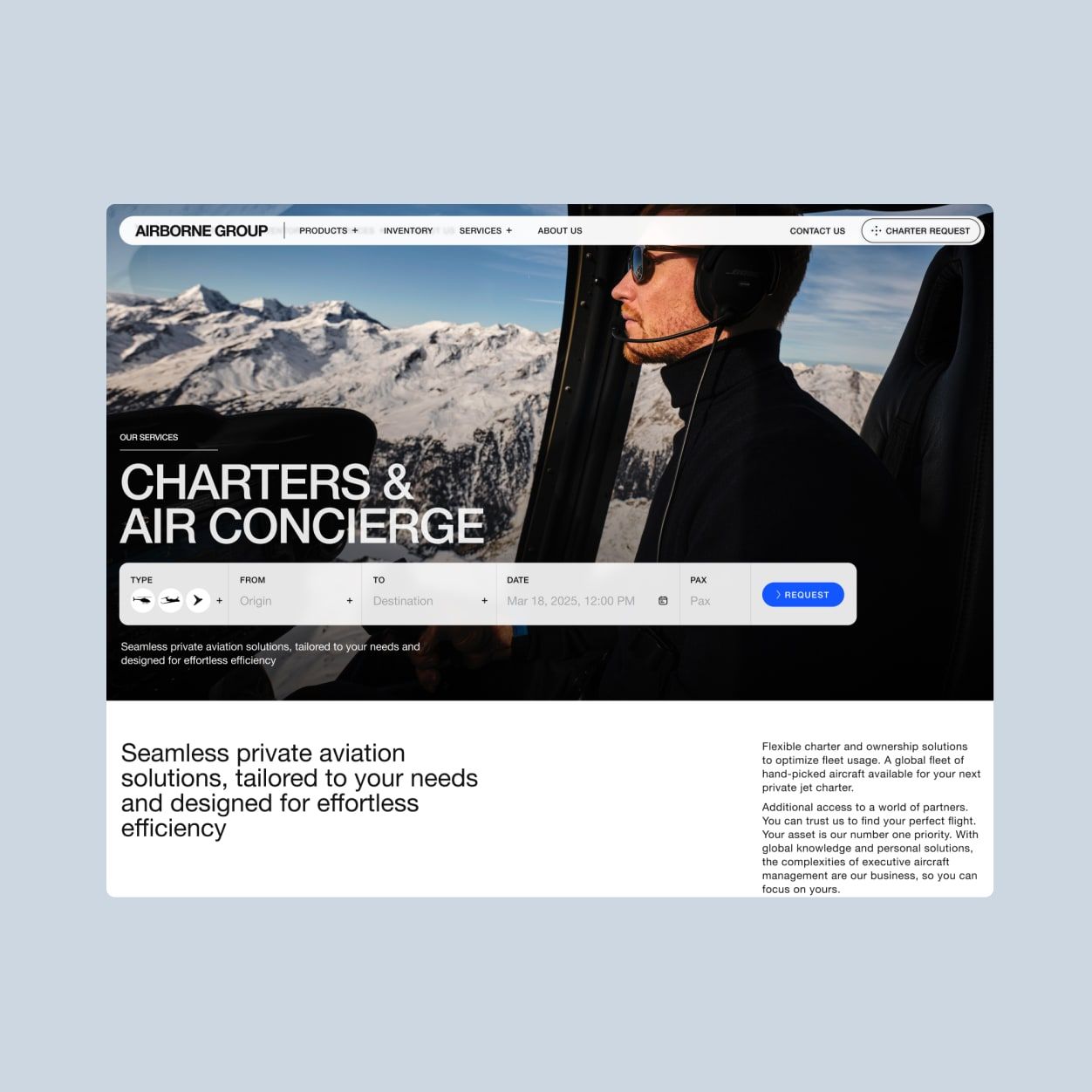 Airborne website design