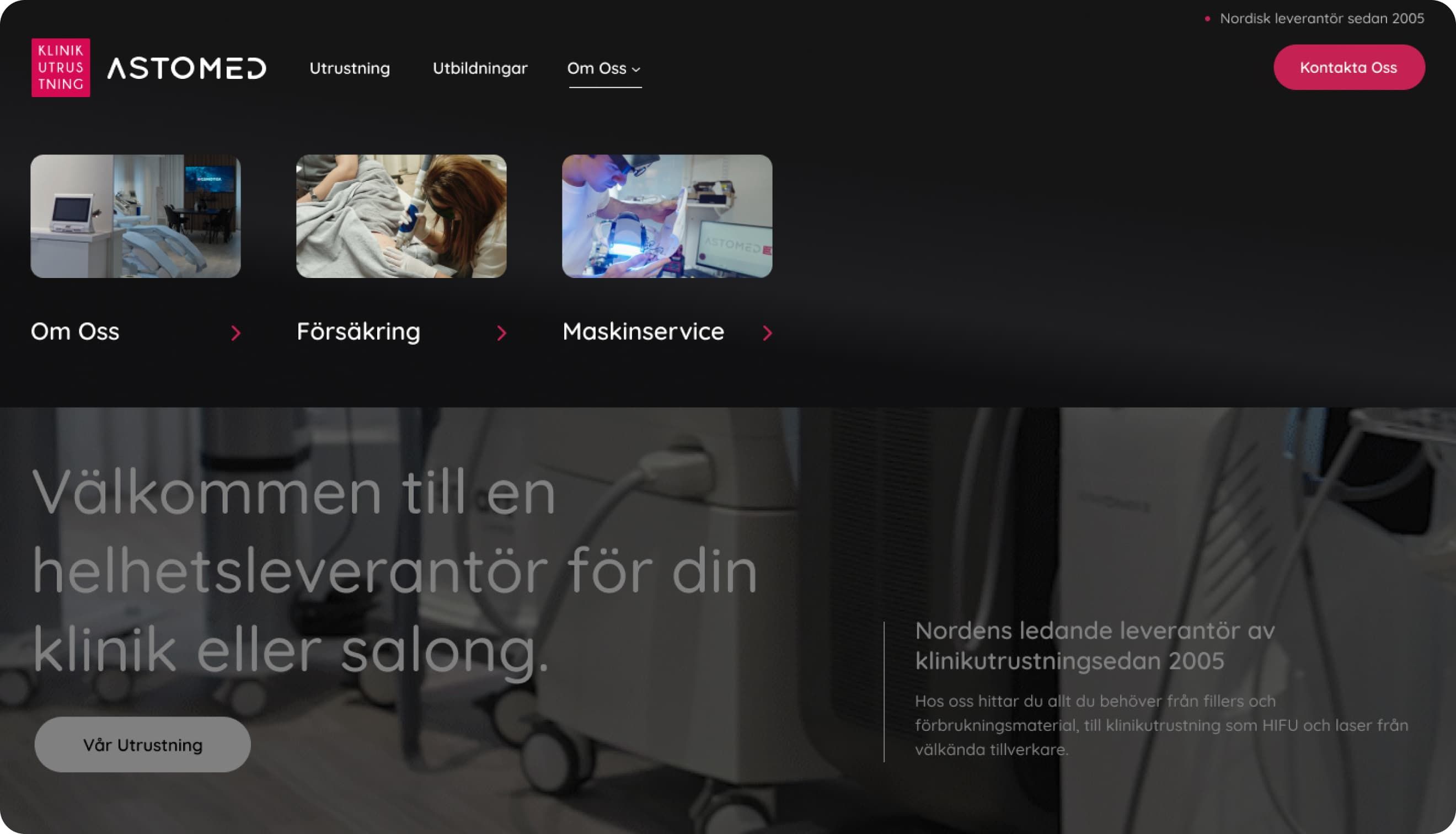 klinikutrustning webbdesign