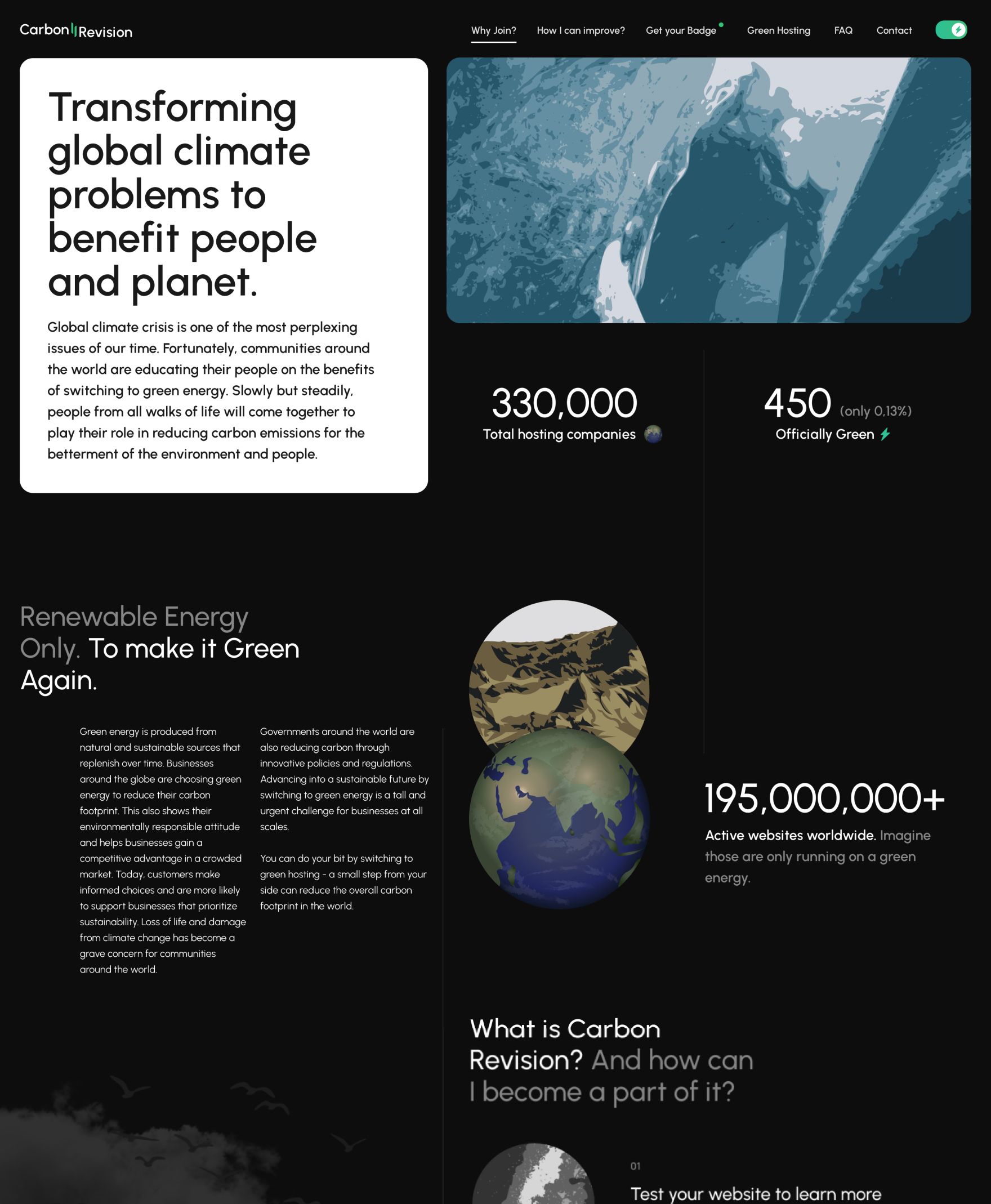 carbon webbplats berättelsesida