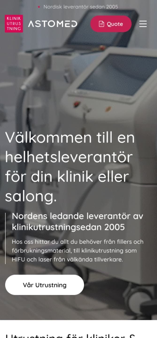 klinikutrustning webbdesign