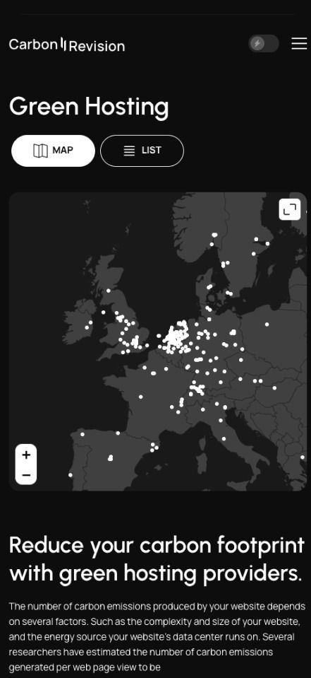 carbon webbplats berättelsesida