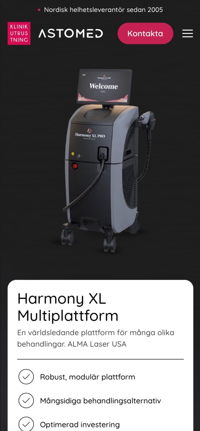 klinikutrustning webbdesign