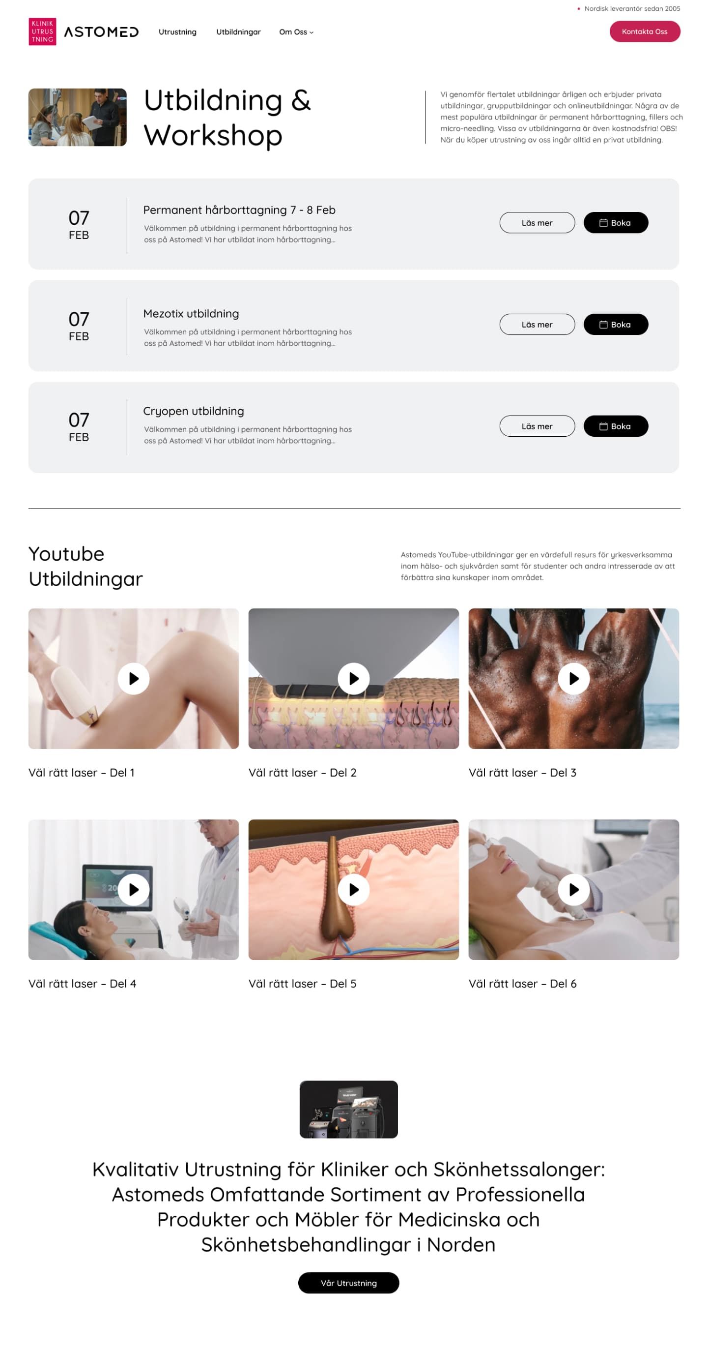 klinikutrustning webbdesign