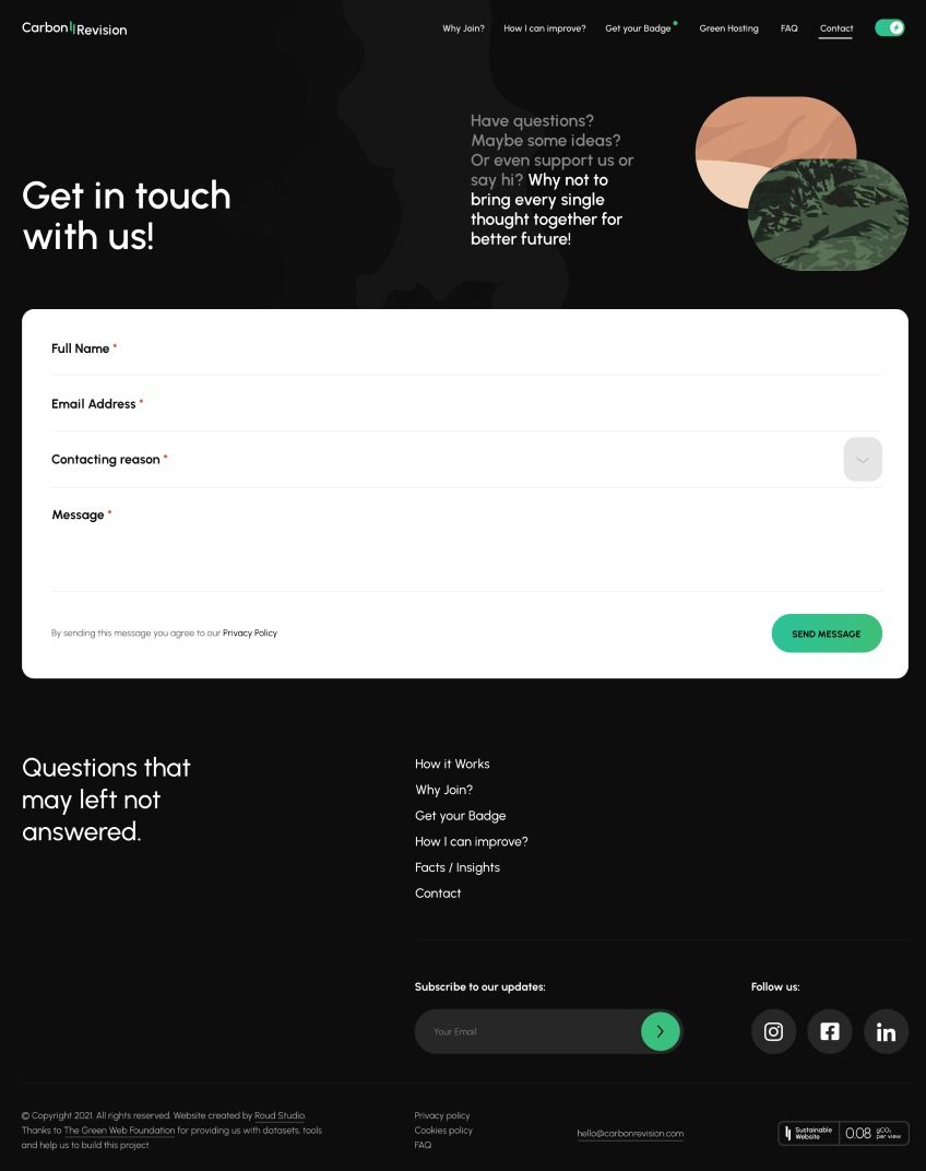 carbon webbplats berättelsesida